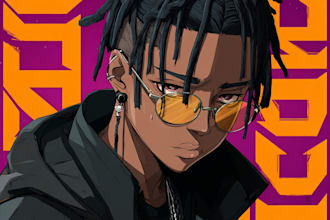 create anime emo rap hiphop album music cover art