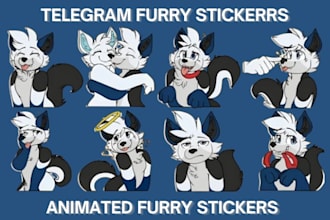 draw custom furry telegram stickers, discord emotes and sticker packs