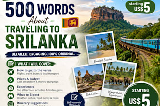 write 500 words for USD 5 about traveling in sri lanka