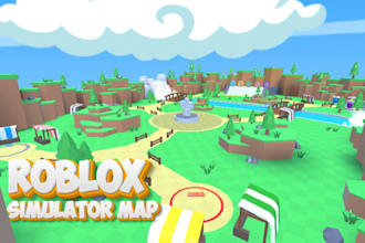 design an optimized roblox simulator map, low poly map and roblox lobby layout