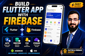 build flutter app with firebase backend for android and ios