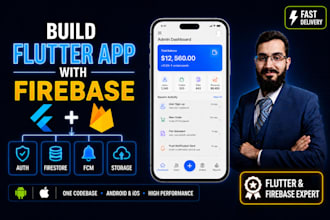 build flutter app with firebase backend for android and ios