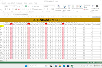 create excel attendance sheet with formula