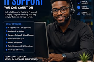 provide IT technical support, IT helpdesk and system admin
