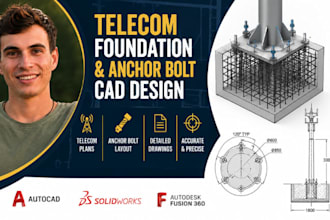 monopole foundation drawing, tower anchor bolt layout, telecom cad plan
