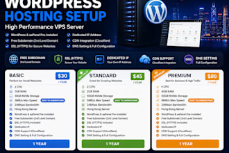 set up and deploy wordpress on a vps server with hosting