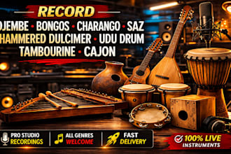 record djembe bongos charango saz hammered dulcimer udu drum tambourine cajon