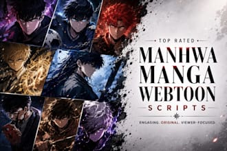 write scripts for manhwa, manga and webtoon recap videos for youtube
