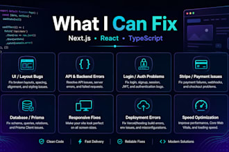 fix bugs in your next js typescript react web application