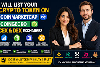 coin list and fast track token listing on cmc coingecko dex and cex exchange