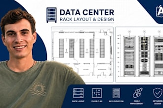 data center rack layout, server room cad drawing, rack elevation drawing