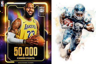 create realistic sports card art, board game and playing card designs