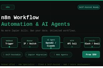 build n8n automation, ai agents, workflow for your business