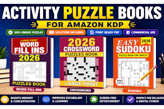 make word search, maze, sudoku, crossword, puzzle activity book for KDP
