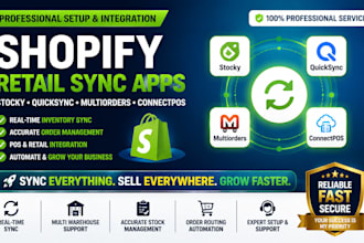 setup shopify retail sync apps stocky, quicksync, multiorders and connectpos