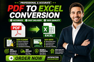 convert PDF to excel with accurate formatting and data entry