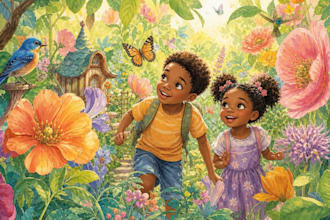 draw african american children book illustration and story book art