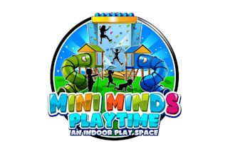 design preschool, playground, soft play, bouncy castle logo