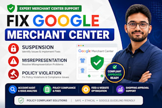 fix google merchant center suspension, misrepresentation, fix policy violation