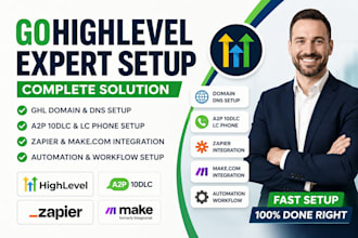 setup ghl domain dns a2p 10dlc lc phone zapier makecom integration automation
