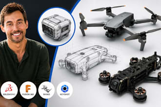 drone product design, uav cad, drone enclosure, fpv drone frame, camera housing