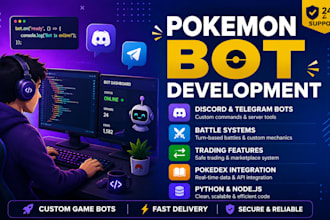 develop pokemon bot, pokemon game bot, target bot, auto purchase bot, shopping