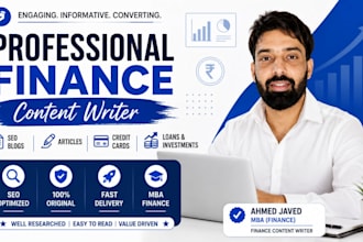 write SEO finance articles, blog posts and website content
