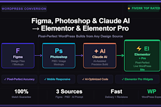 convert figma, photoshop or claude ai design to elementor and pro