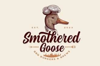 design new restaurant burgers brew logo