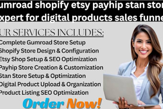gumroad shopify etsy payhip stan store expert digital products sales funnel