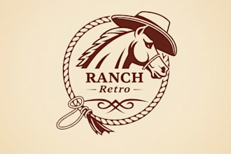 draw cowboy western vintage for logo and t shirt