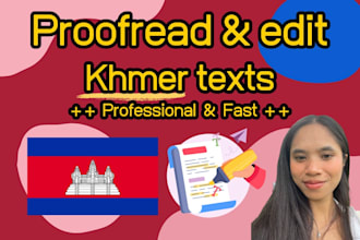 proofread and edit khmer websites, books and business texts