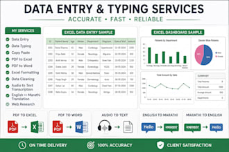 do accurate data entry, excel data cleaning ,copy paste work ,data mangement wor