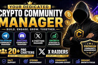 be your crypto community manager, telegram community manager, discord, x manager