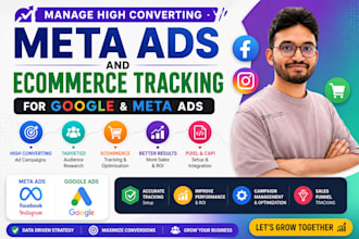 manage high converting meta ads and ecommerce tracking for google, meta ads