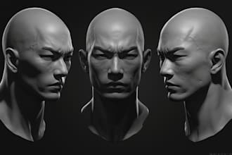 do 3d head sculpting for zbrush, head bust, portrait 3d mask 3d face model
