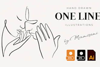 draw elegant one line art illustrations