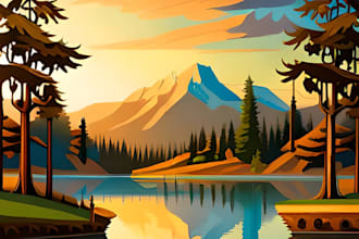 create flat landscape illustrations of nature