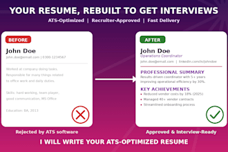 write an ats optimized resume that gets interviews