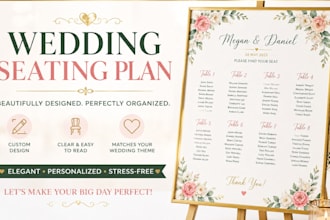 design an elegant wedding seating chart and seating plan for your event