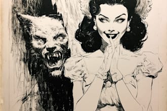 make vintage horror comic cover style