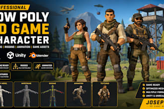 create low poly 3d game character  rigging for game assets animation