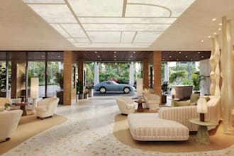 design and render modern lobby, reception and front desk
