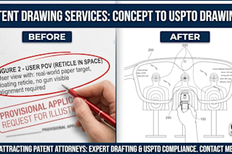 convert your stl 3d cad description or sketches into formal patent drawings