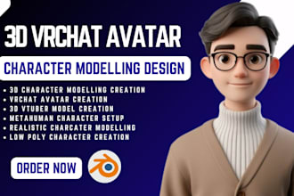 do 3d character vrchat avatar 3d vtuber metahuman repotology vrc avatar low poly