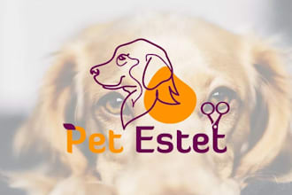 design a professional pet store, pet food, and grooming logo