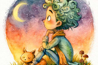 watercolor children book illustration