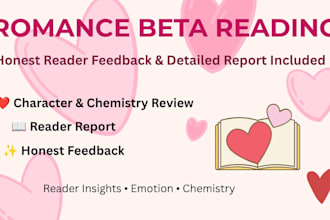 beta read your romance novel and provide detailed feedback