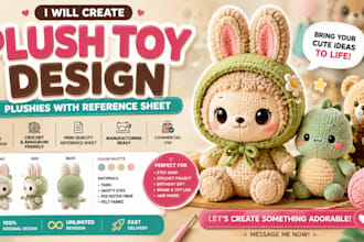 create plush toy crochet stuffed animal plush toy design plushies with ref sheet