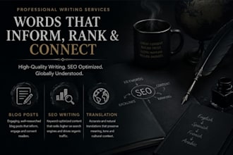 write you SEO projects, blog posts and translate your text